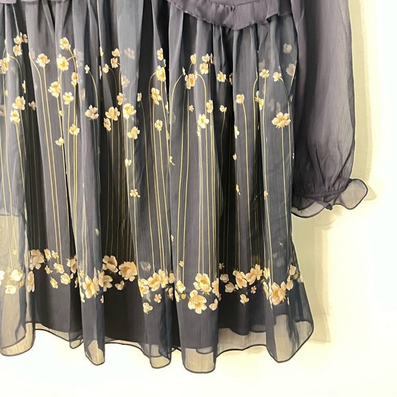 NWOT Ted Baker London Pearl Floral Long Sleeve Minidress in Navy - Size 3 US 8 - Picture 5 of 11